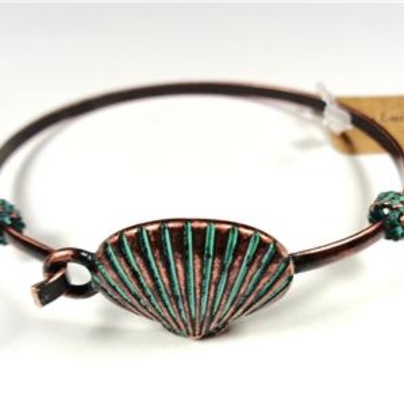 Jewelry - NAUTICAL COPPER AND AQUA BEACH SHELL BRACELET